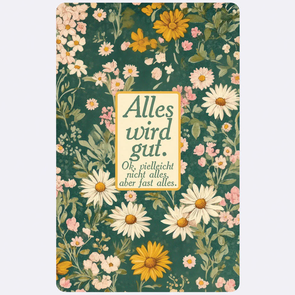 Lunacard Mini Postkarte von Chic Mic - florales Muster mit Spruch alles wir gut