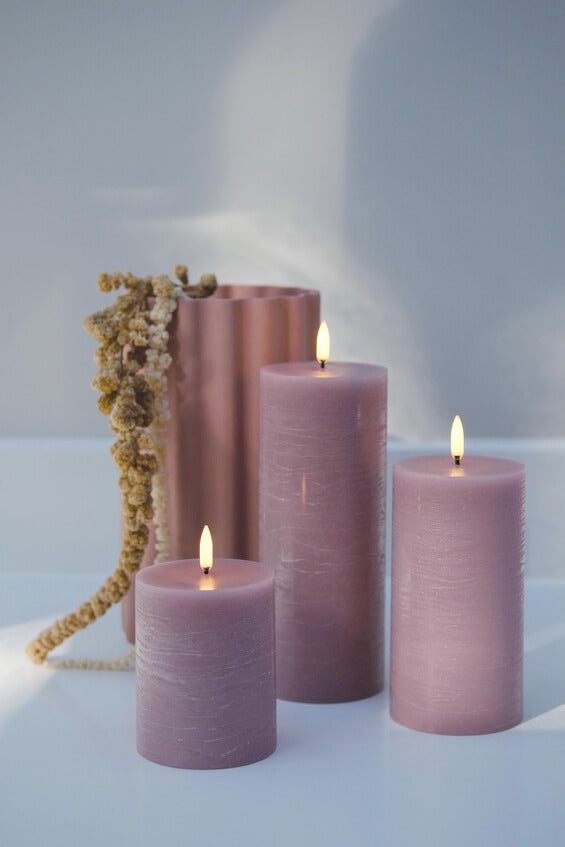 Uyuni LED Pillar Kerze dusty rose Rustic 7,8x10cm - Teeliesel Default Title